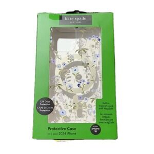 R4. Kate Spade New York Apple iPhone 16 Protective MagSafe Case - Blue Flower